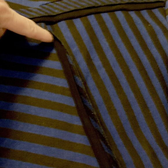 Ruby Rd Favorites Cobalt Blue & Black Striped Blouse Medium Preppy GrandmaCore - Picture 10 of 13